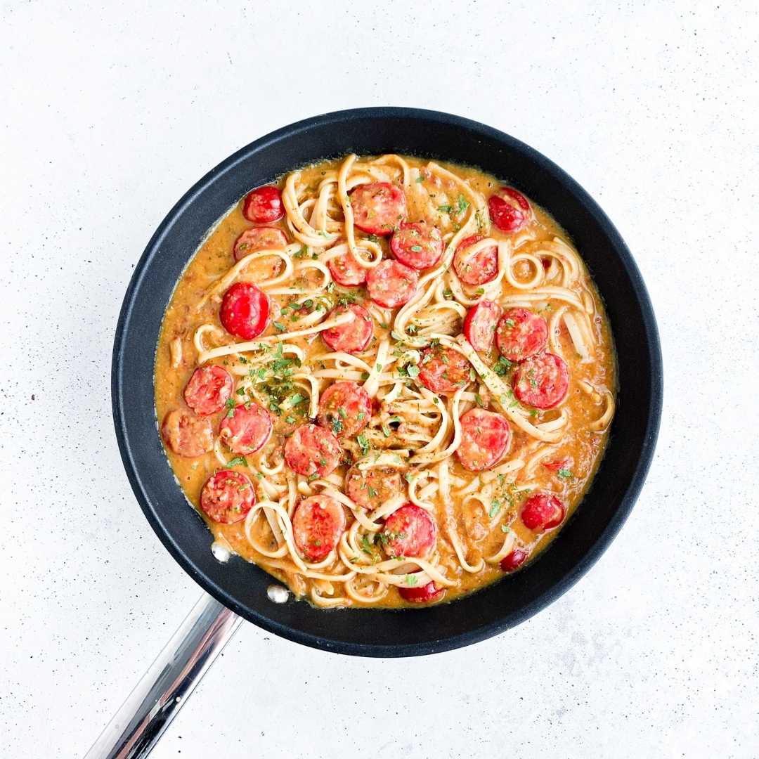 Kichererbsen-Tomaten-Pasta
