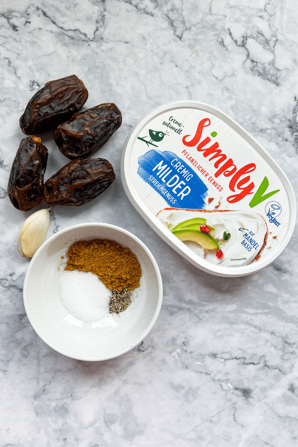 Zutaten Dattel-Curry-Dip Zutaten veganer Dattel Curry Dip